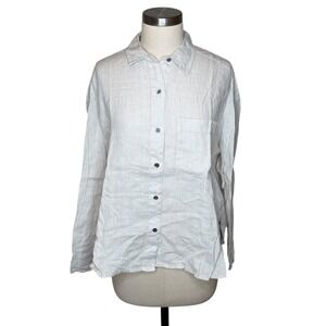 JAMES PERSE Oversized Linen Button Down Shirt Size 1 Neutral Long Sleeve‎ Small